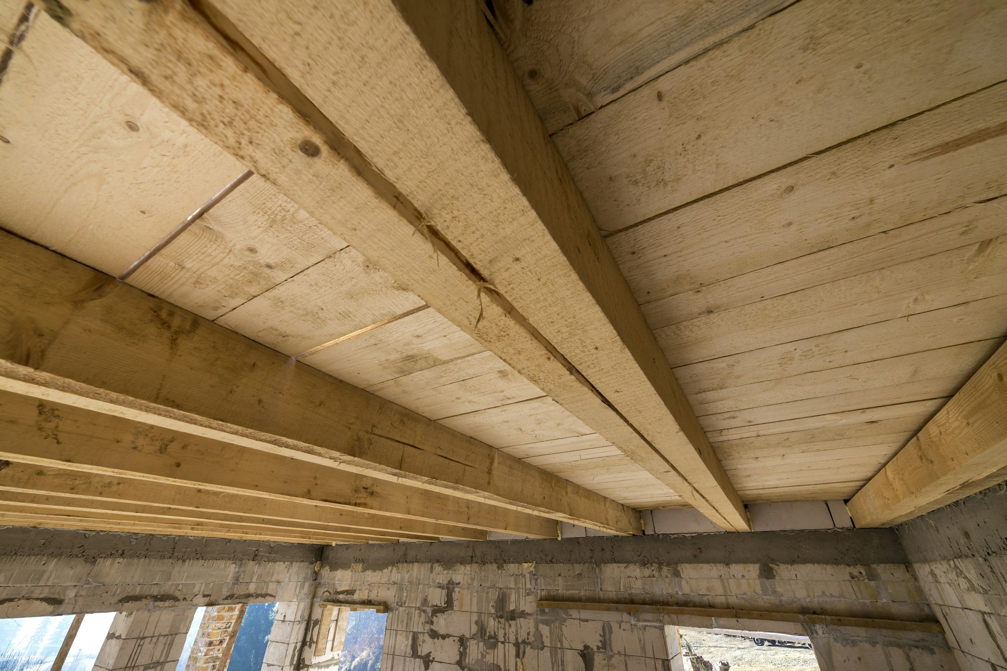 Close-up detail of house room interior under construction and renovation.